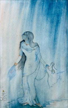 Two Bengal School wash Watercolours Signed and Dated 1917 Calcutta Tagore N Bose