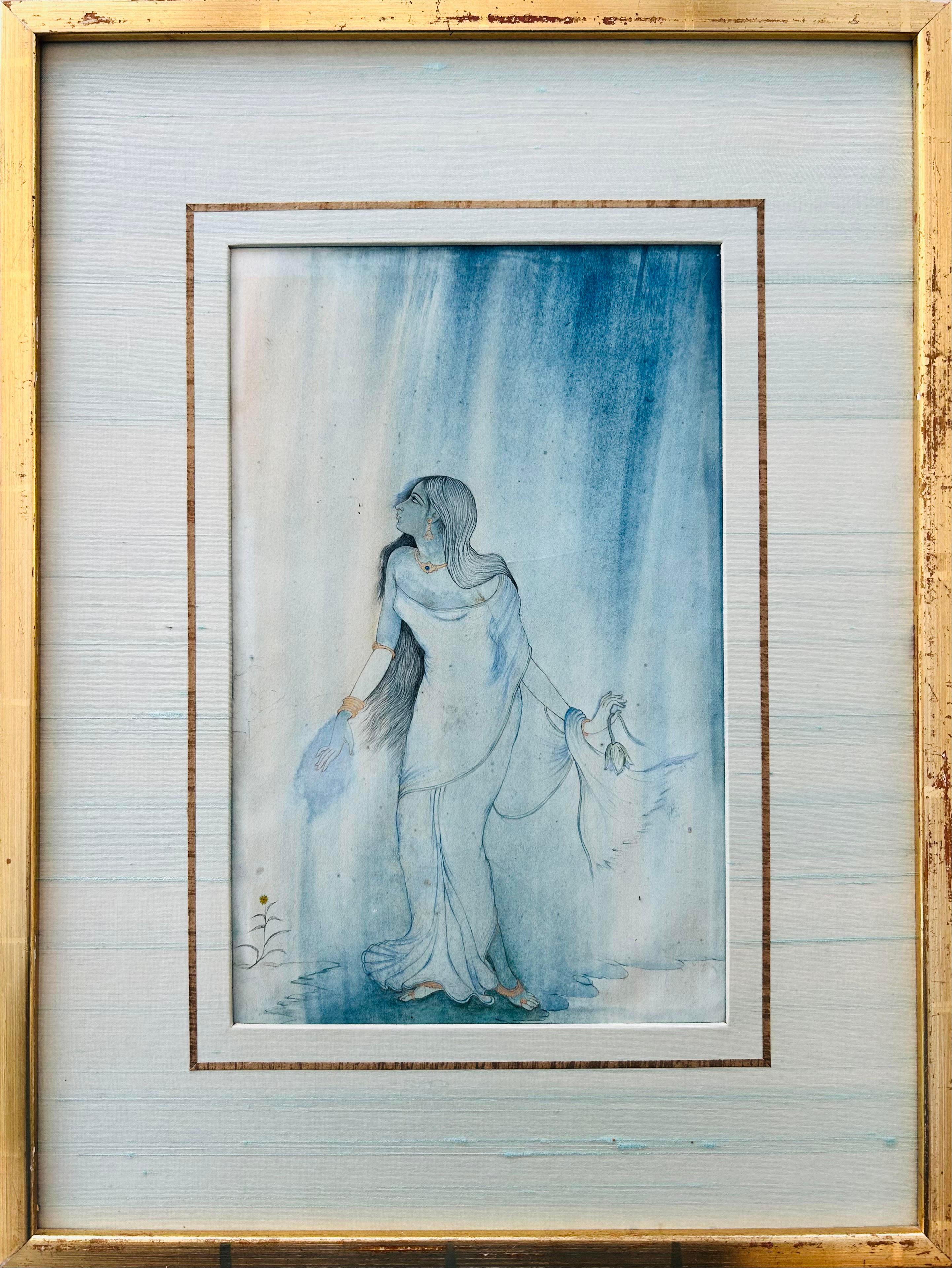 Two Bengal School wash Watercolours Signed and Dated 1917 Calcutta Tagore N Bose - Painting by Unknown