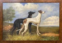 Antique Two Greyhound Dogs