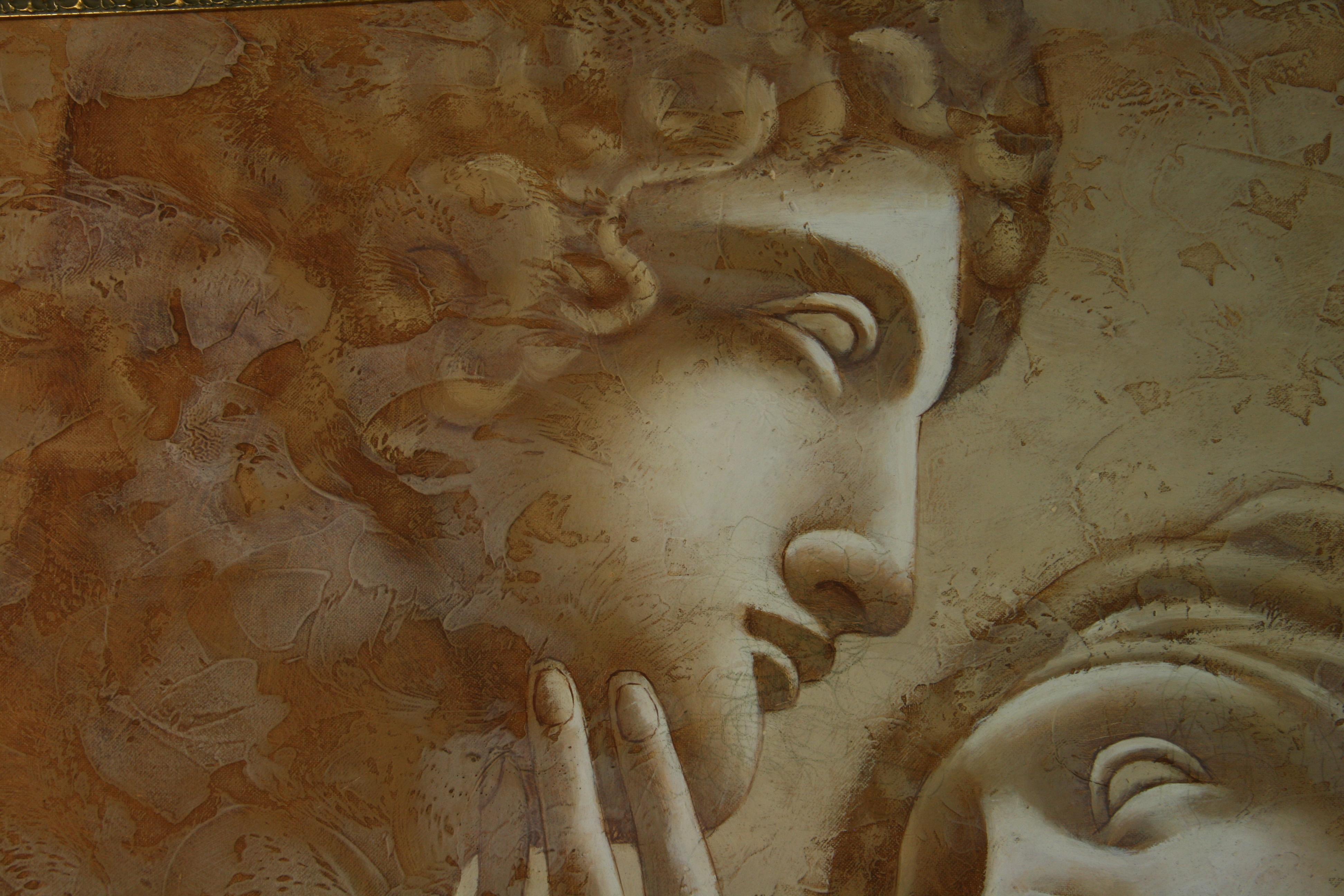 6053 Two lovers italian monochromatic oil painting
Set in a ornate frame
Image size 35.5x23.5