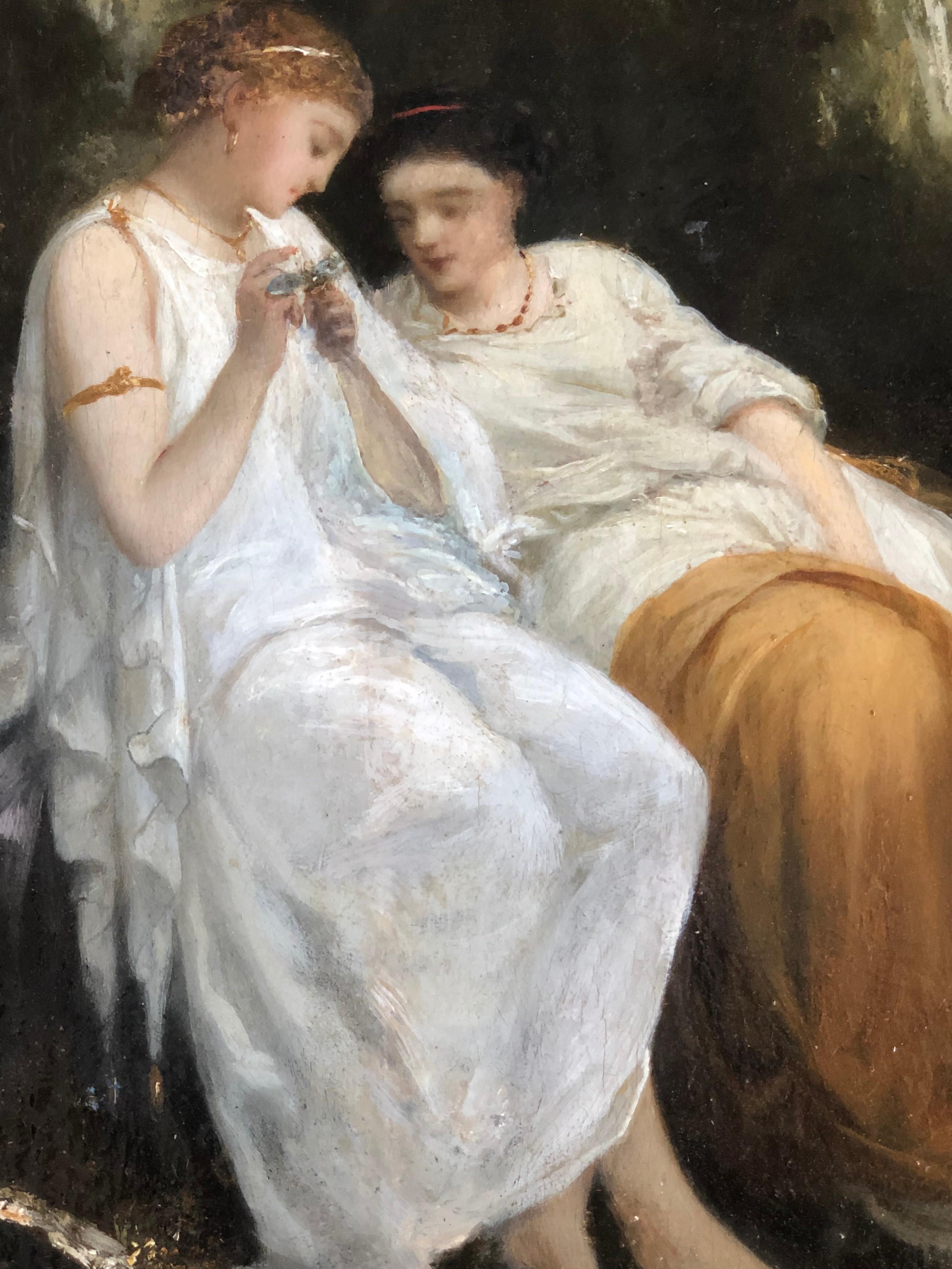 Deux femmes avec un libellule néoclassique  - École italienne Painting par Unknown