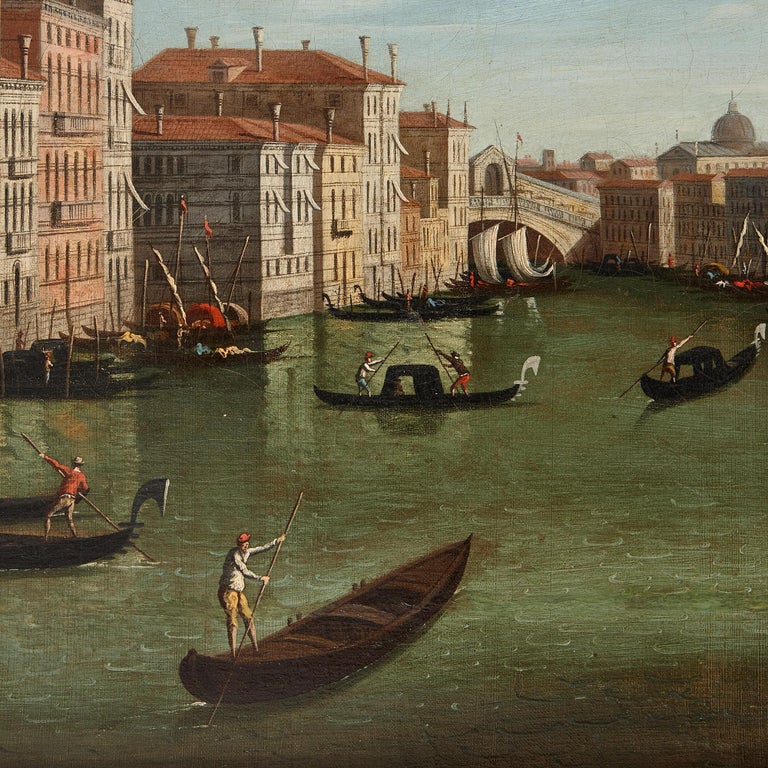 Unknown - Two Venetian vedute oil paintings in giltwood frames after