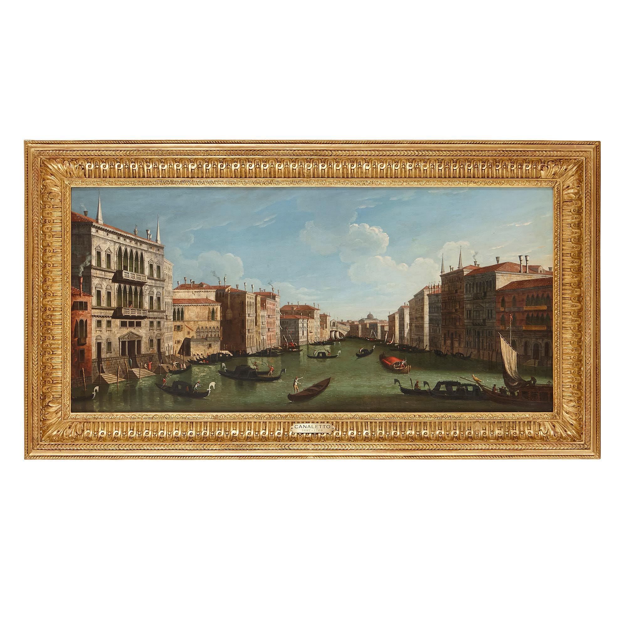 These beautiful paintings were created in England in c.1780, by the school of Canaletto. Born ‘Giovanni Antonio Canal’, Canaletto, as he was widely-known, was an 18th Century Venetian painter, who was famous for his ‘vedute’ (views) of Venice. These