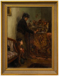 Ugo de Cesare (b.1950) - 20th Century Oil, Lighting the Advent Calendar
