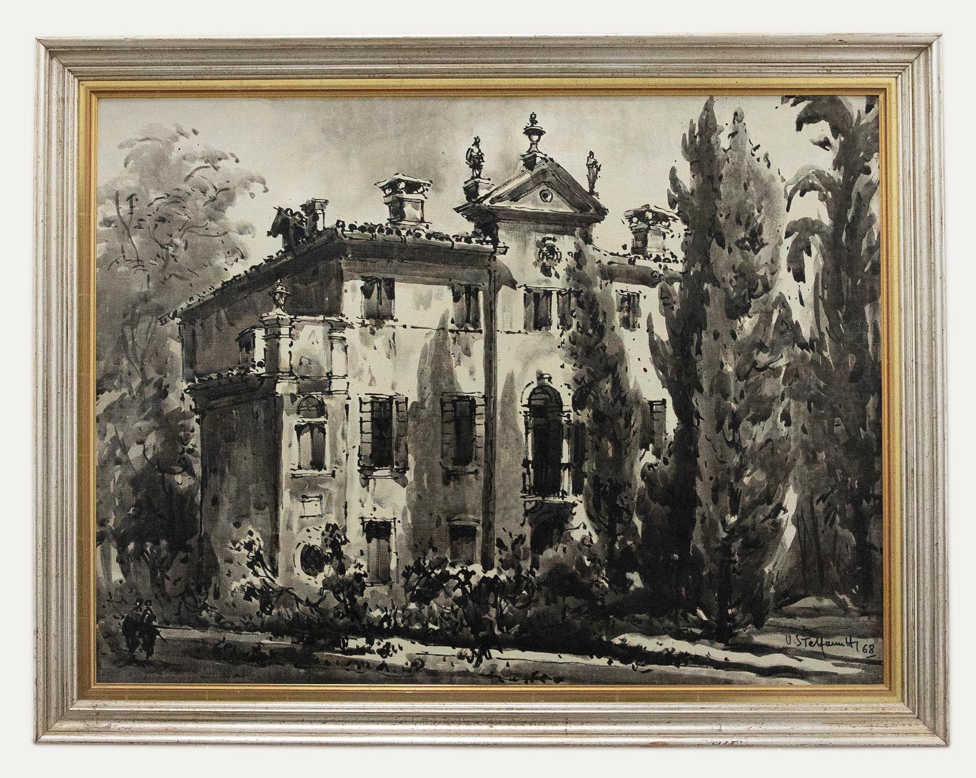 Unknown Landscape Painting - Ugo Stefanutti (1924 -2004) - Framed Mid 20th Century Oil, Villa Allegri
