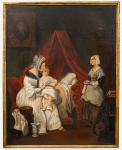 Ulysse Isnard after Achille DevÉria (1800-1857) - 1859 Oil, The Child's Lunch