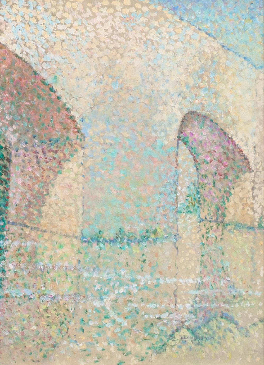 Under The Bridge, 1956 - Pointillist Impressionist For Sale 2