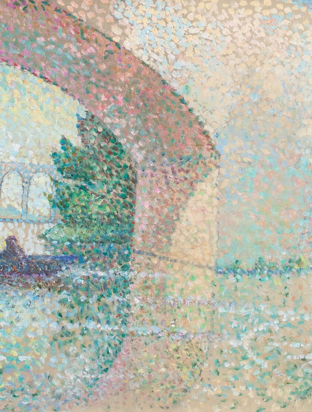 Under The Bridge, 1956 - Pointillist Impressionist For Sale 3