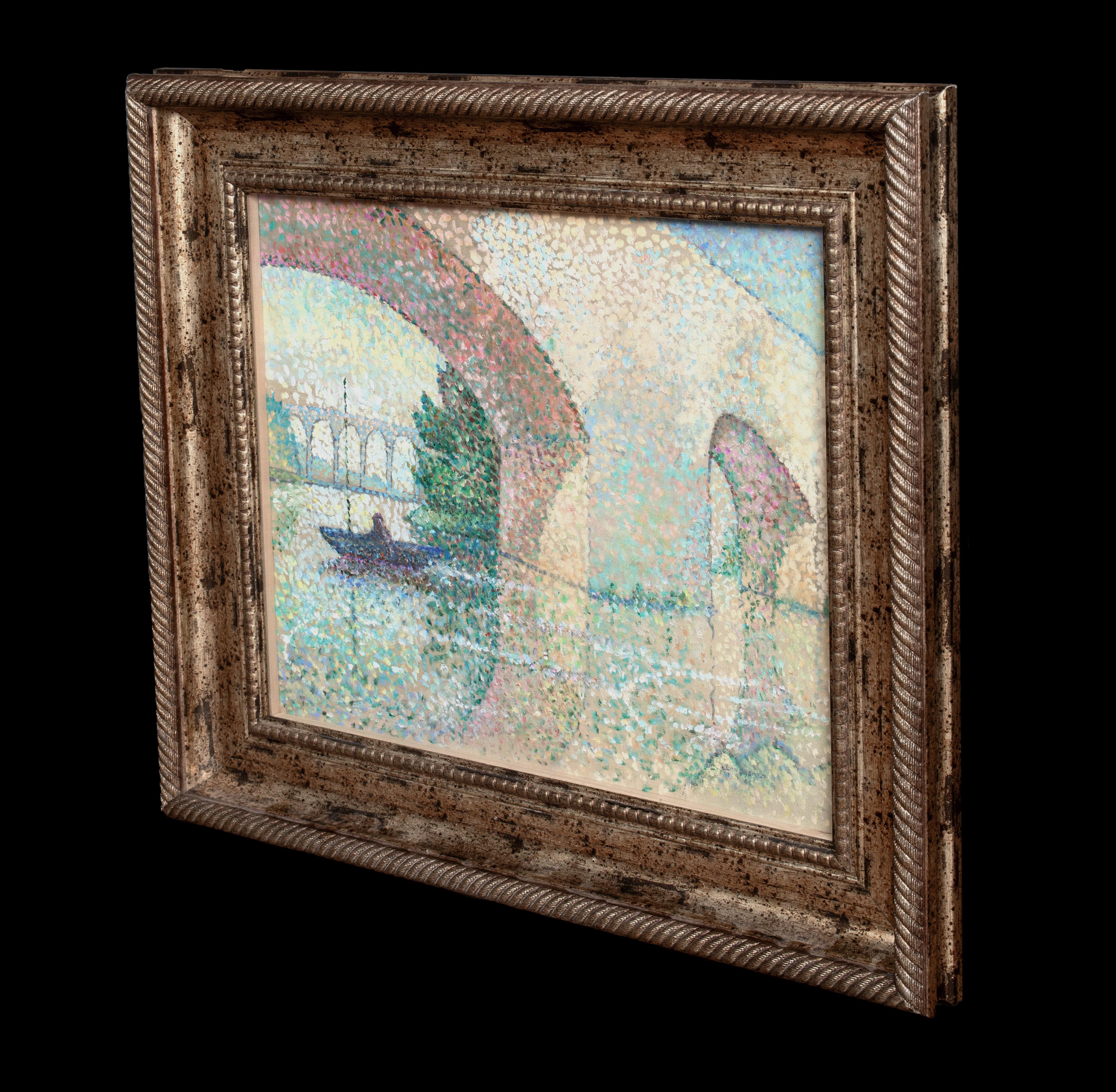 Under The Bridge, 1956 - Pointillist Impressionist For Sale 4