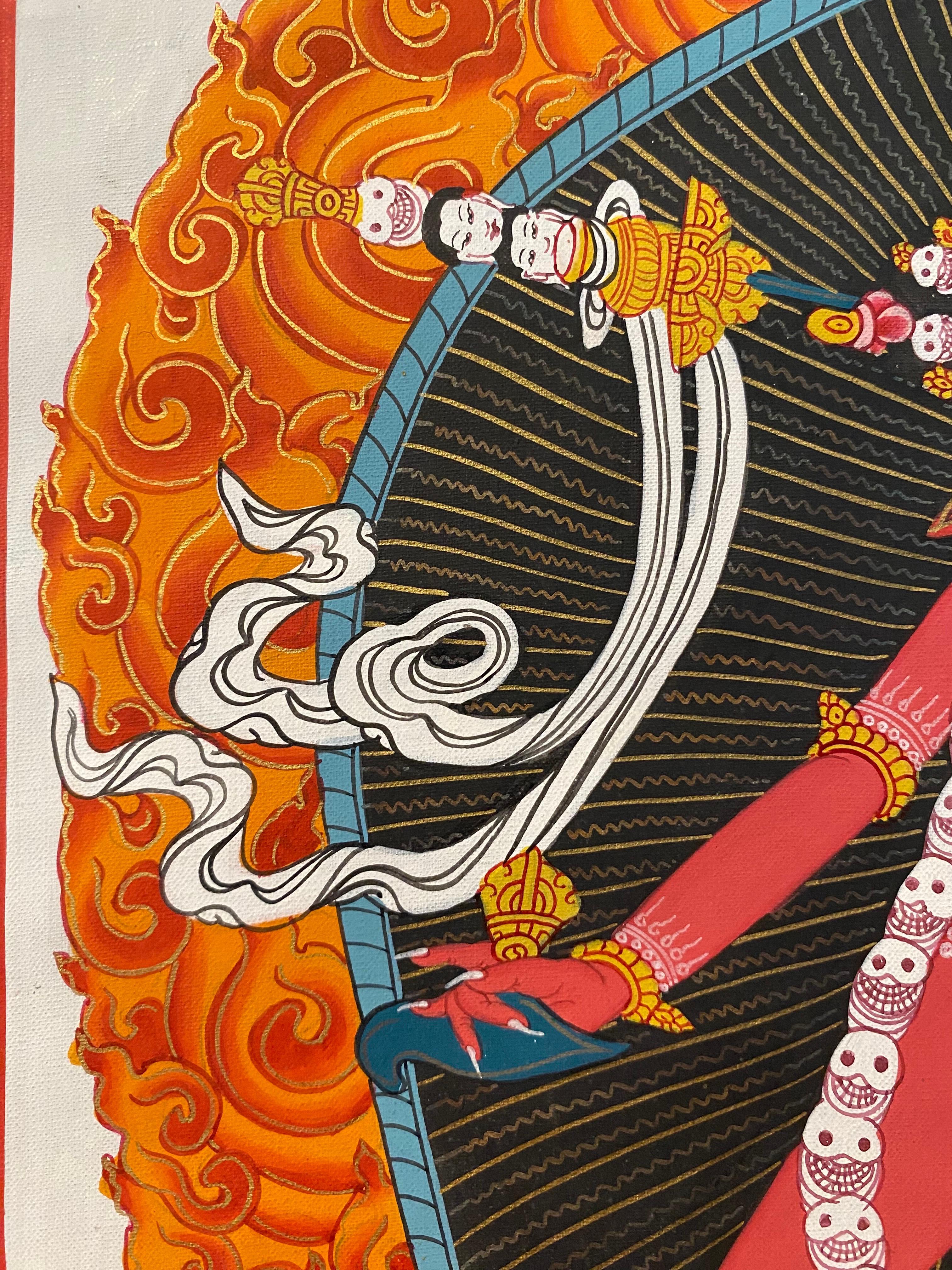 Unframed Hand Painted Dakini/Vajrayogini Thangka on Canvas 24K Gold For Sale 14