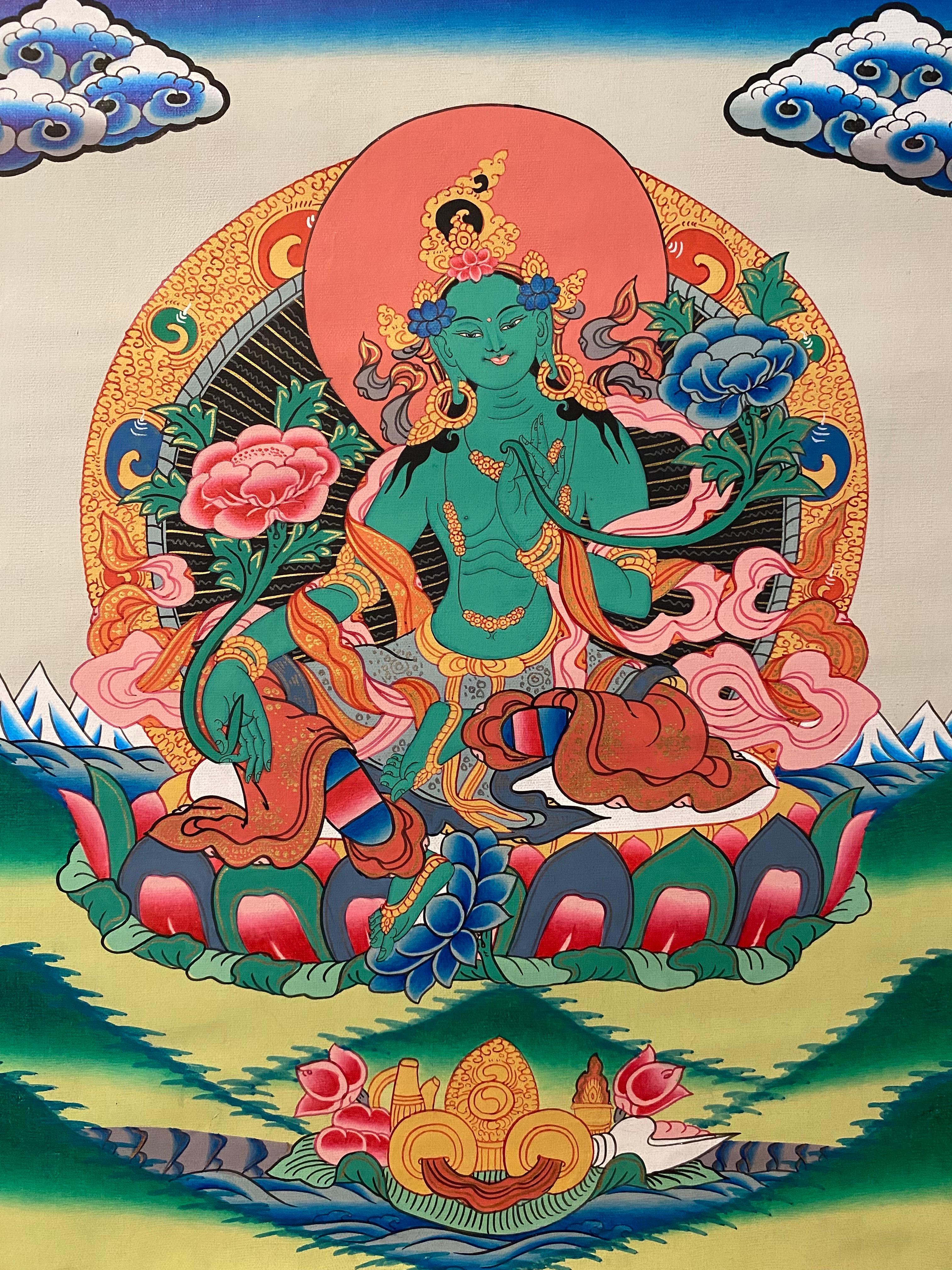 Tara is the most beloved of all the female enlightened beings in the Tibetan Buddhist pantheon. The essence of awakened love and compassion, she is known as “the mother of all the buddhas” and “she who ferries beings across the ocean of