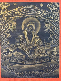 Unframed Hand Painted Thangka "Milarepa" on Canvas with 24K Gold