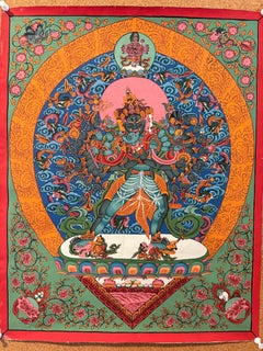 Unframed Hand Painted Thangka Painting "Chakrasamvara & Vajrayogini" on Canvas