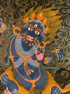 Unframed Hand Painted Vajrapani Thangka on Canvas with Real 24K Gold