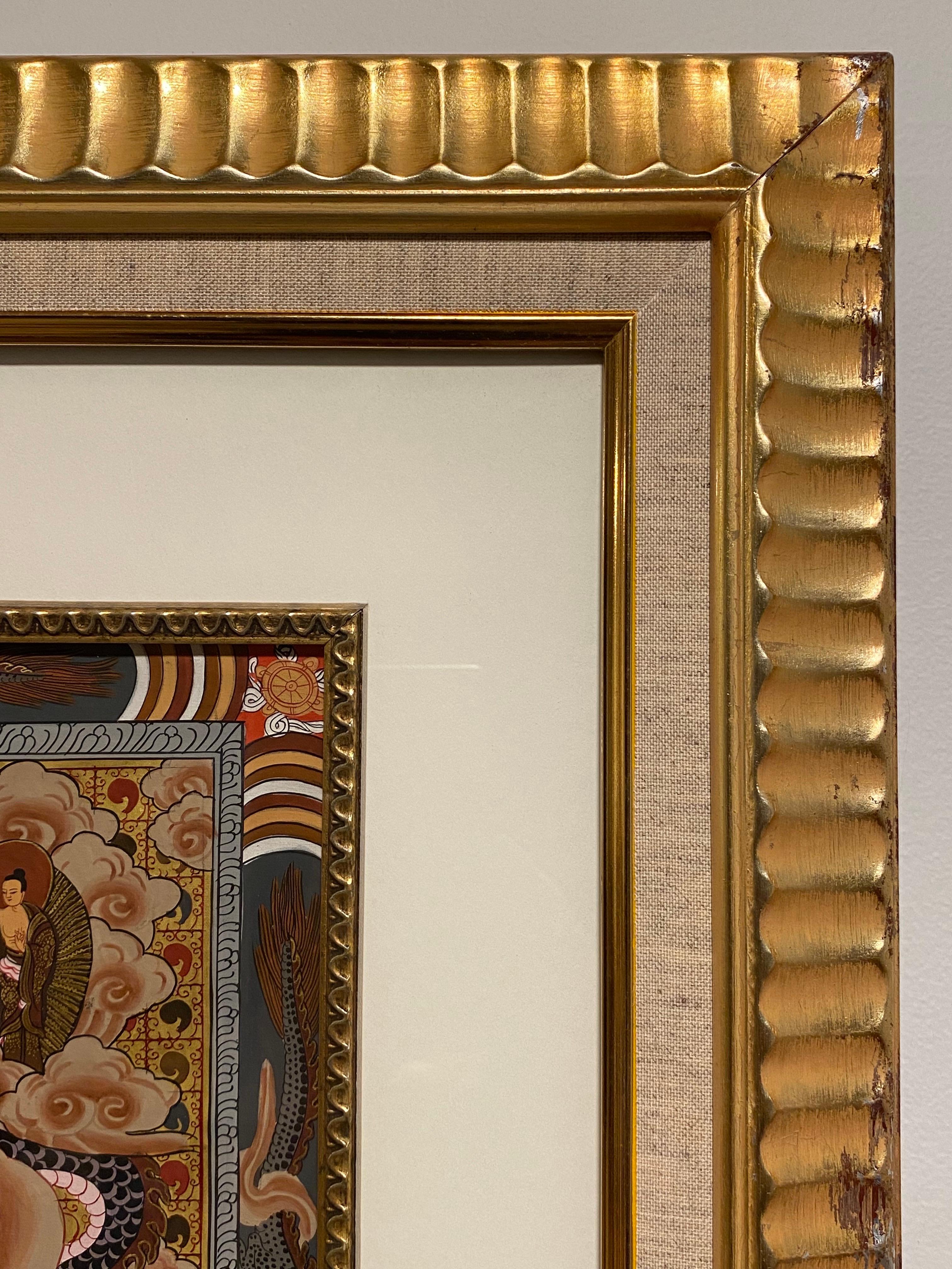 Un gerahmtes handbemaltes Thangka-Rad des Lebens, Thangka auf Leinwand 24K Gold im Angebot 13
