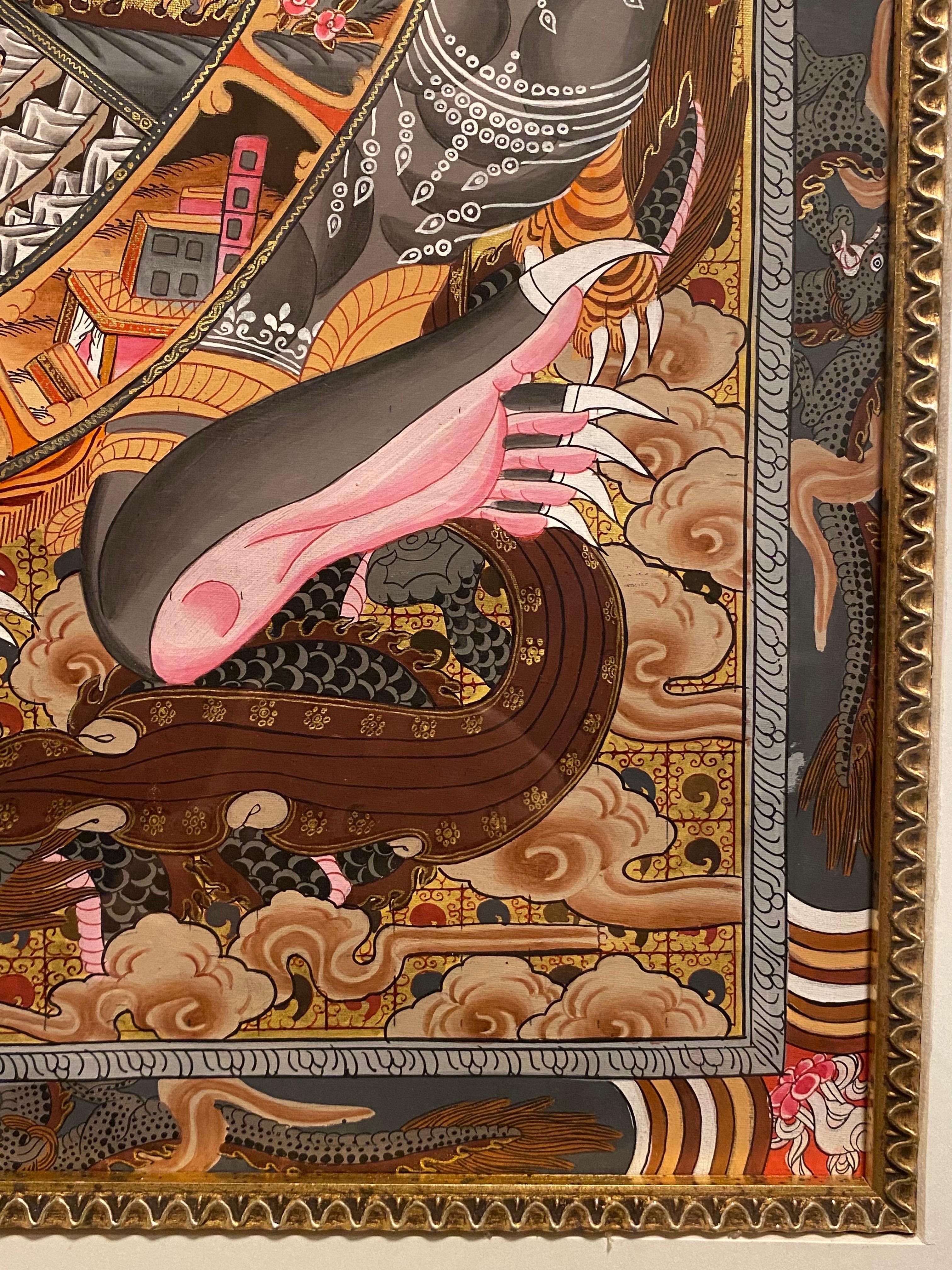 Thangka de la roue de la vie peint à la main sur toile, non encadré, or 24K en vente 1