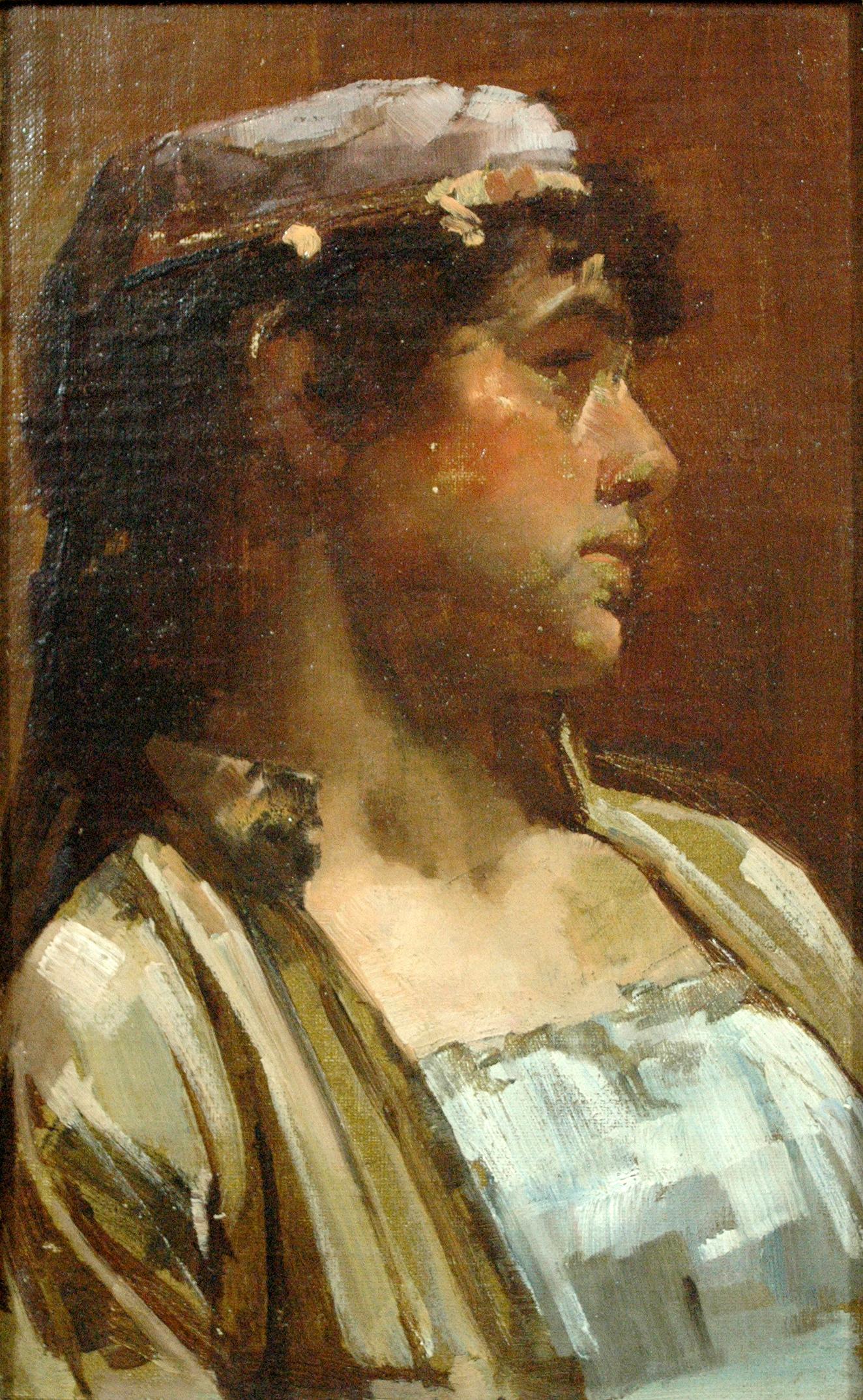 unknown artist (French); Portrait; oil on board - Painting by Unknown