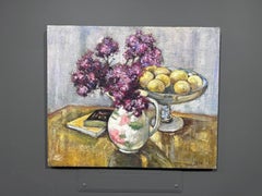 "Still Life with Lemons and Hydrangeas" Expressive Oil Painting on canvas