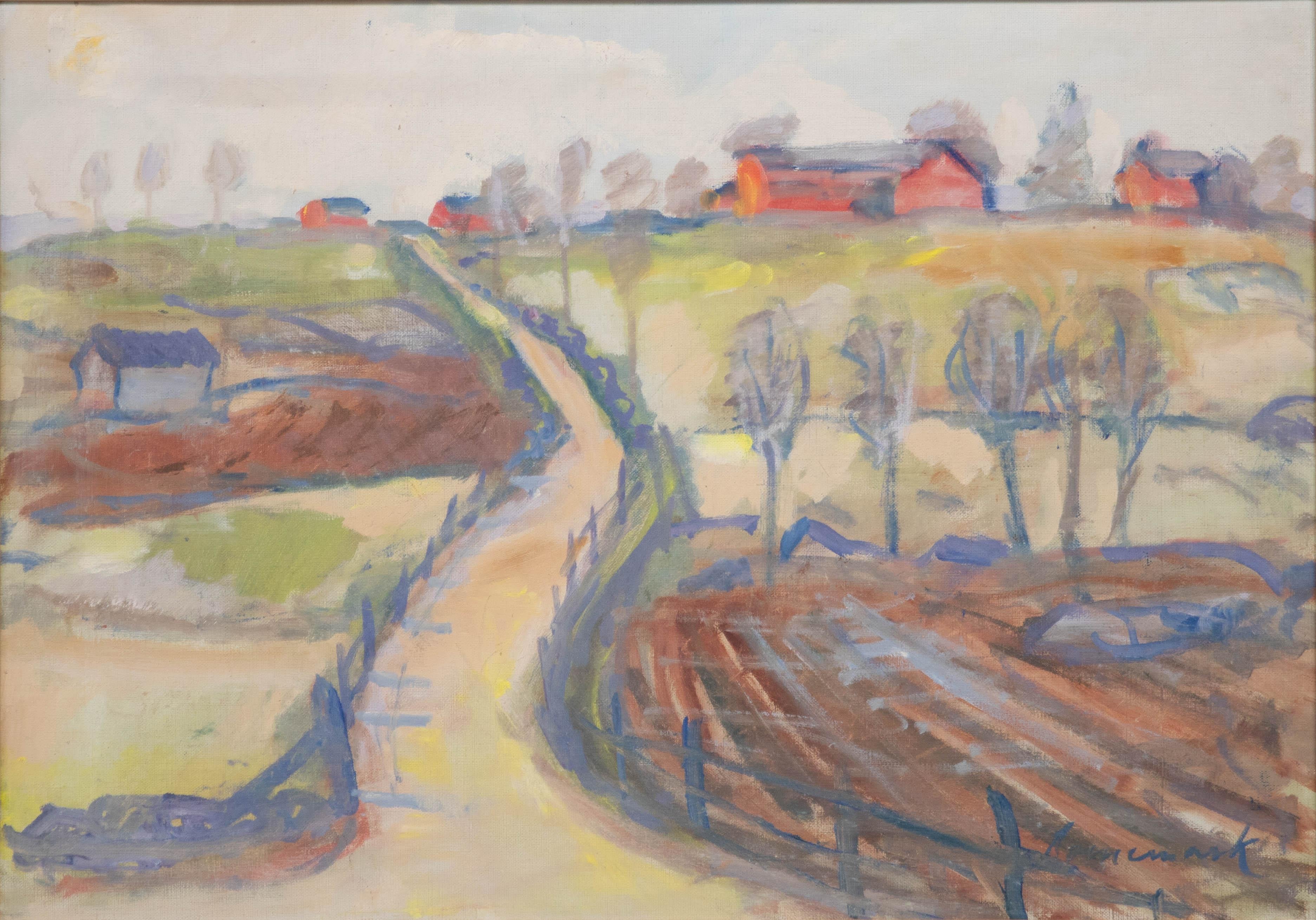 Uno Bornemark - Mid 20th Century Oil, Road to The Farm - Painting by Unknown