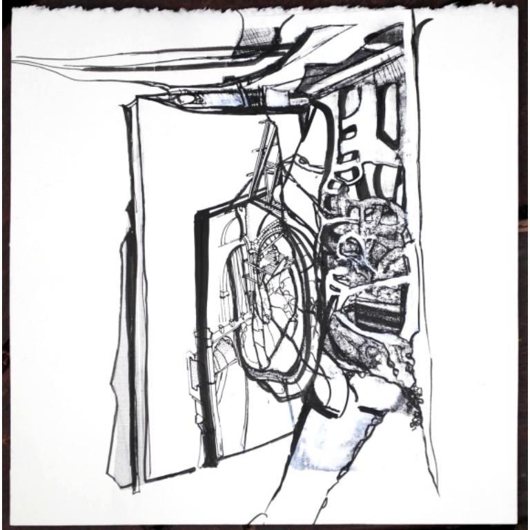 Senza titolo (3) Disegno a tecnica mista con collage e inchiostro su carta di stracci, 2003