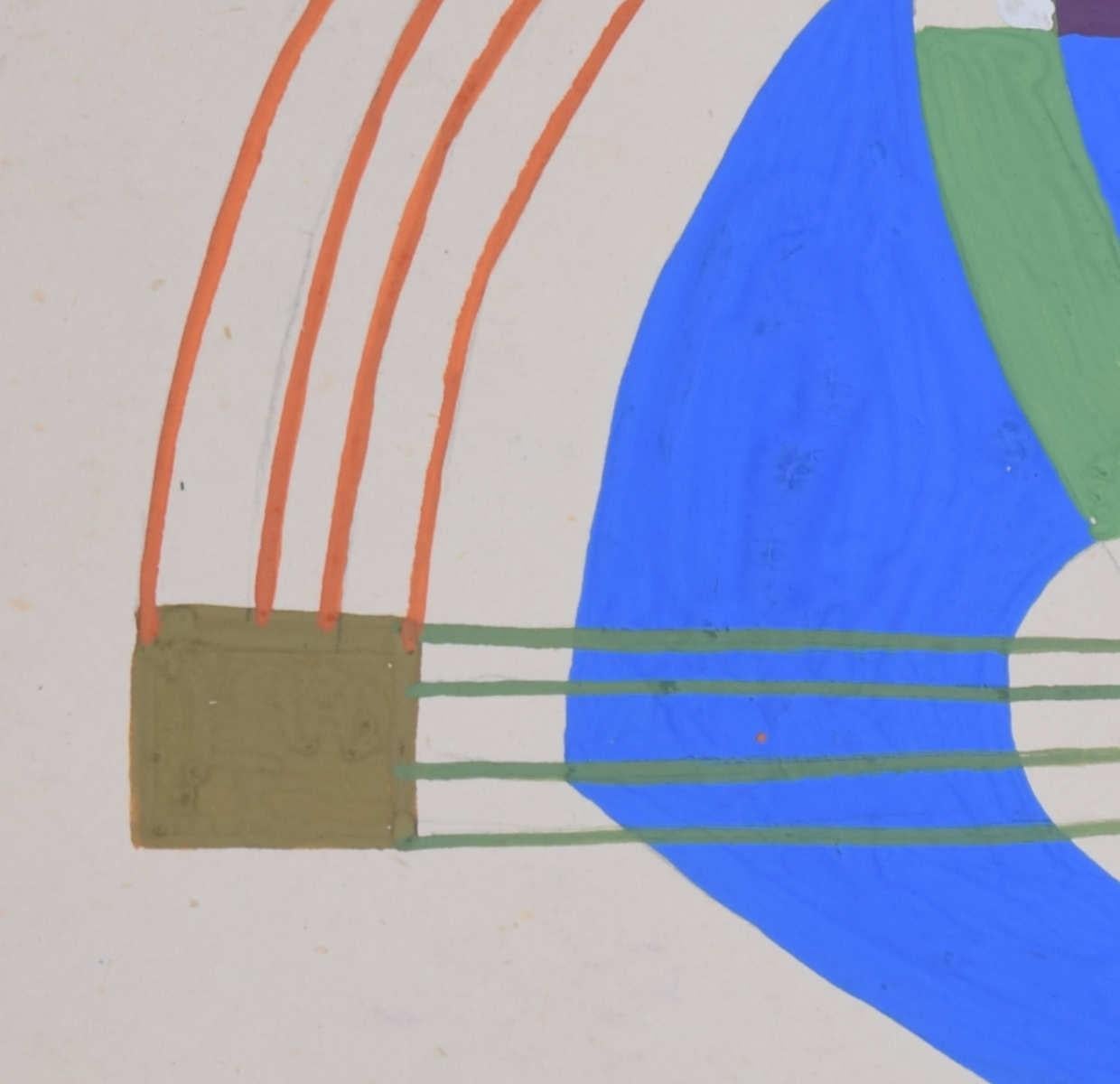 Abstraktes Gemälde ohne Titel, ca. 1940er Jahre, von Naish (Grau), Abstract Painting, von Unknown