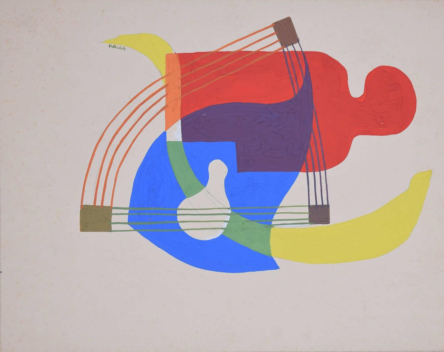Unknown Abstract Painting – Abstraktes Gemälde ohne Titel, ca. 1940er Jahre, von Naish