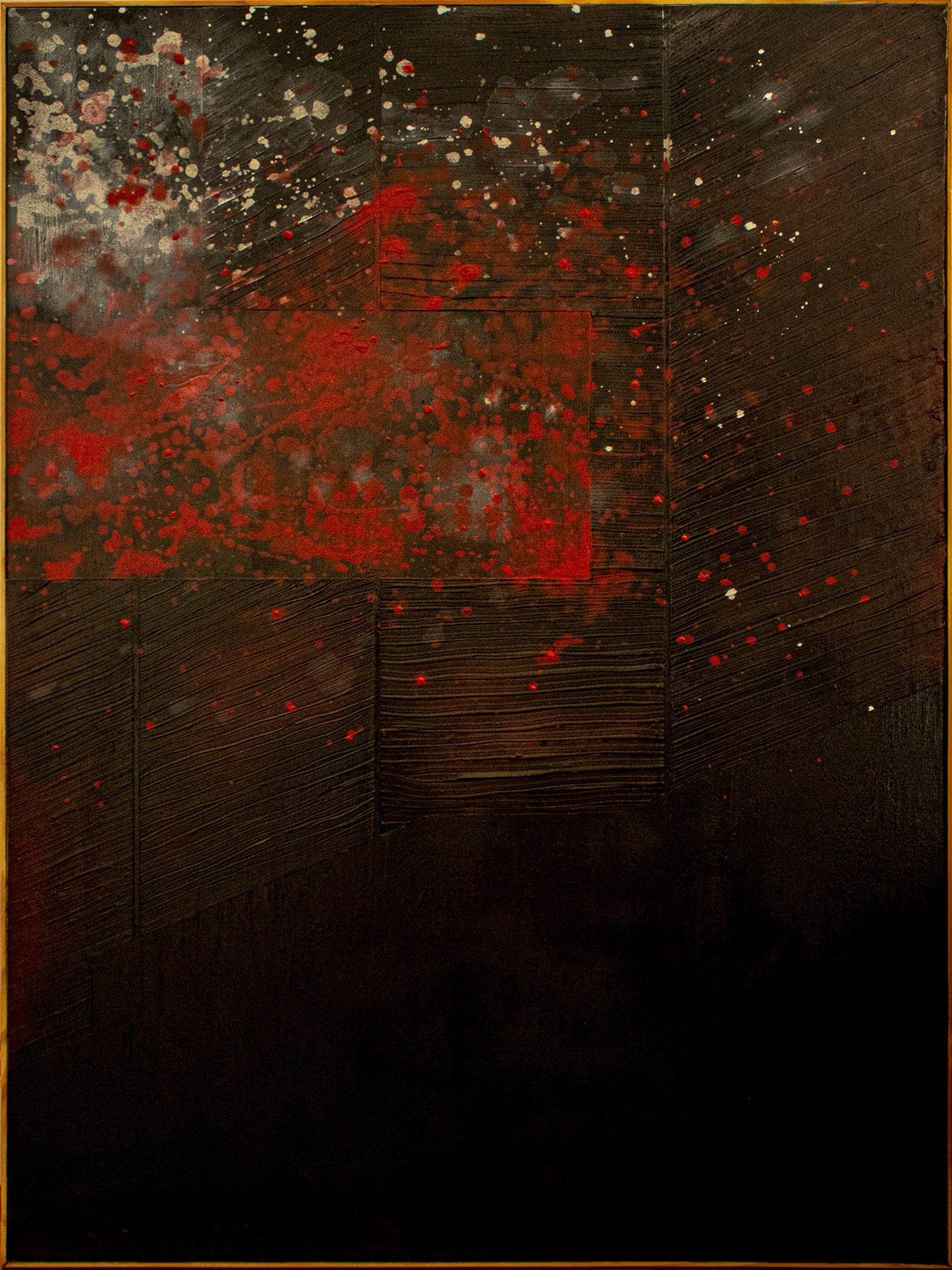 Ohne Titel (schwarz, rot und weiß) von Michele Simonetti – Painting von Unknown