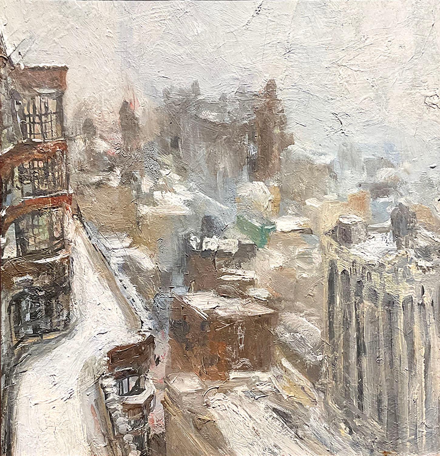 Untitled (Contemporary Impressionist View of New York City from Above) - Painting by Unknown