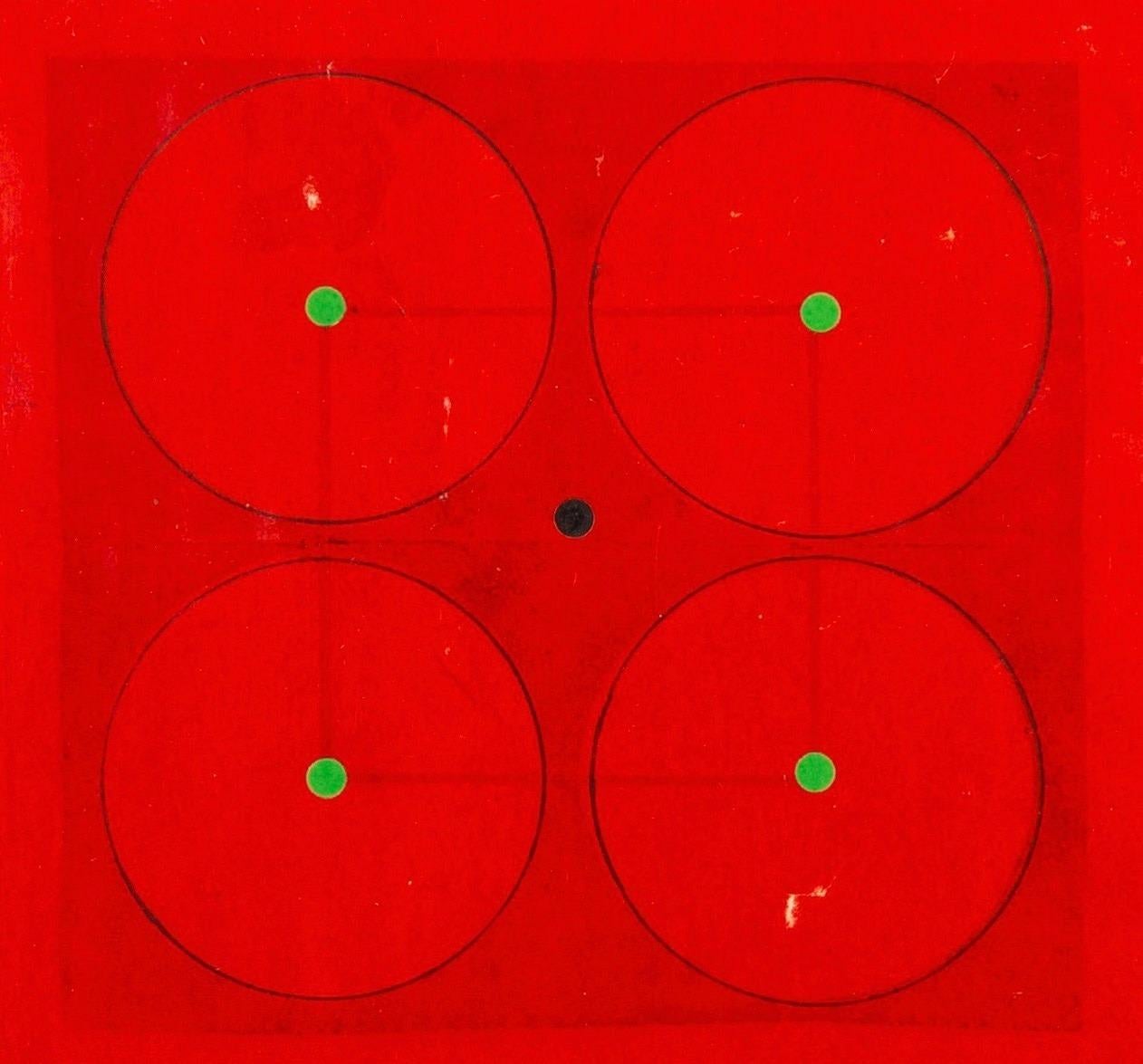 Untitled (Four Red Circles), Collage with Ink by Thomas Nathaniel Davies - Mixed Media Art by Unknown
