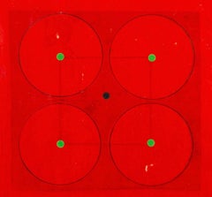 Sin título (Cuatro círculos rojos), collage con tinta de Thomas Nathaniel Davies