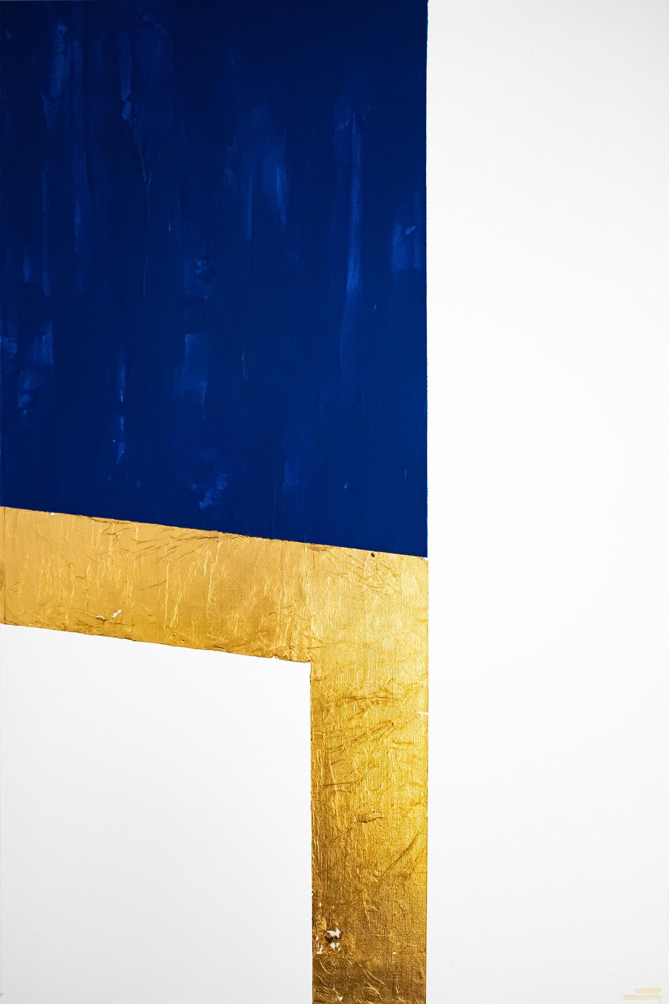 untitled (gold&bright blue) - Painting by Unknown