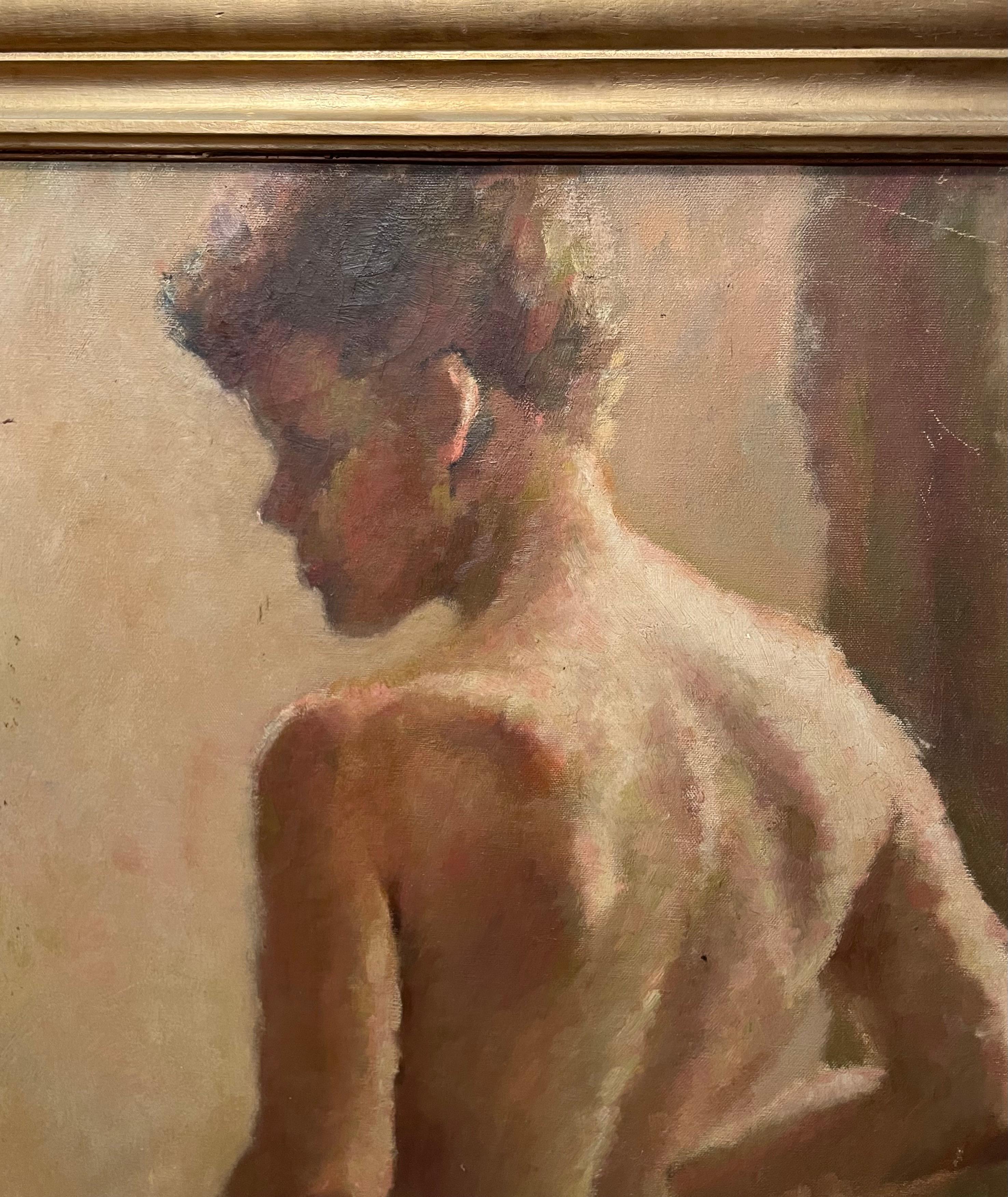 Untitled (Nude) - Brown Nude Painting by Unknown