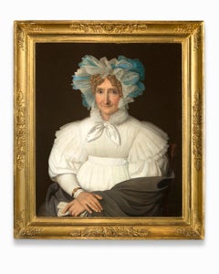 Titre inconnu:: Huile sur toile:: 19ème siècle Portrait:: Femme au bonnet de dentelle
