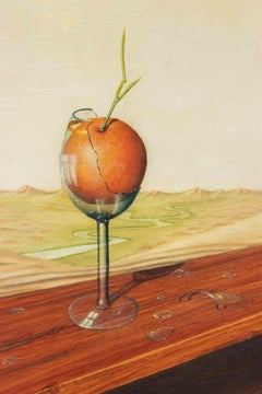 Untitled (Orange in a Broken Glass) - Oil Paint - 1985