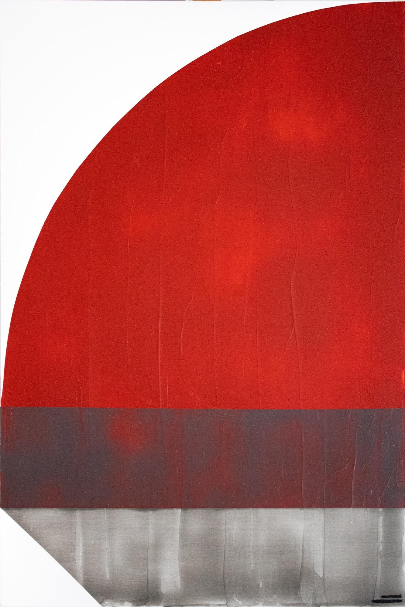 untitled (red curve) by Michele Simonetti - Painting by Unknown