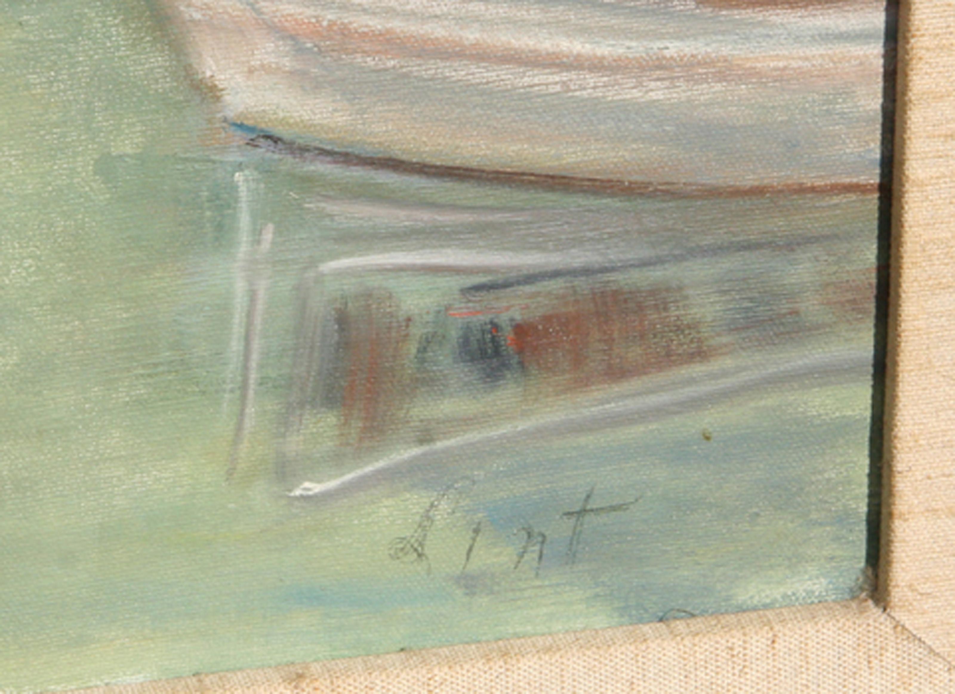 Untitled - Sailboats, Impressionist Oil on Canvas by Adela Smith Lintelmann For Sale 2