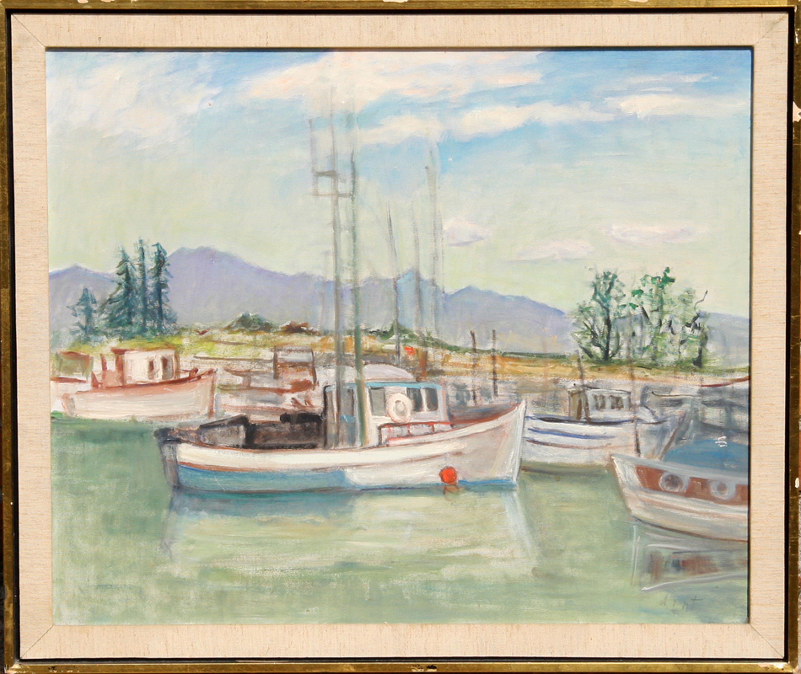 Untitled - Segelboote, impressionistisches Ölgemälde auf Leinwand von Adela Smith Lintelmann