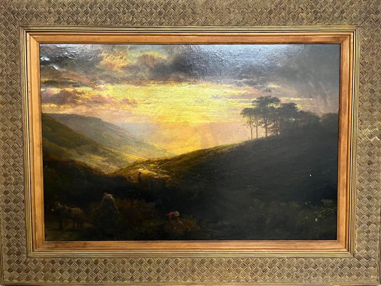 Unknown Landscape Painting - Untitled (Sunset on the hills)