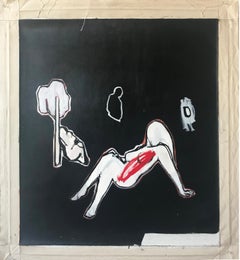 Untitled, Woman, Lounging, Nature, Tree, Black, White, Red, Romance, Valentine