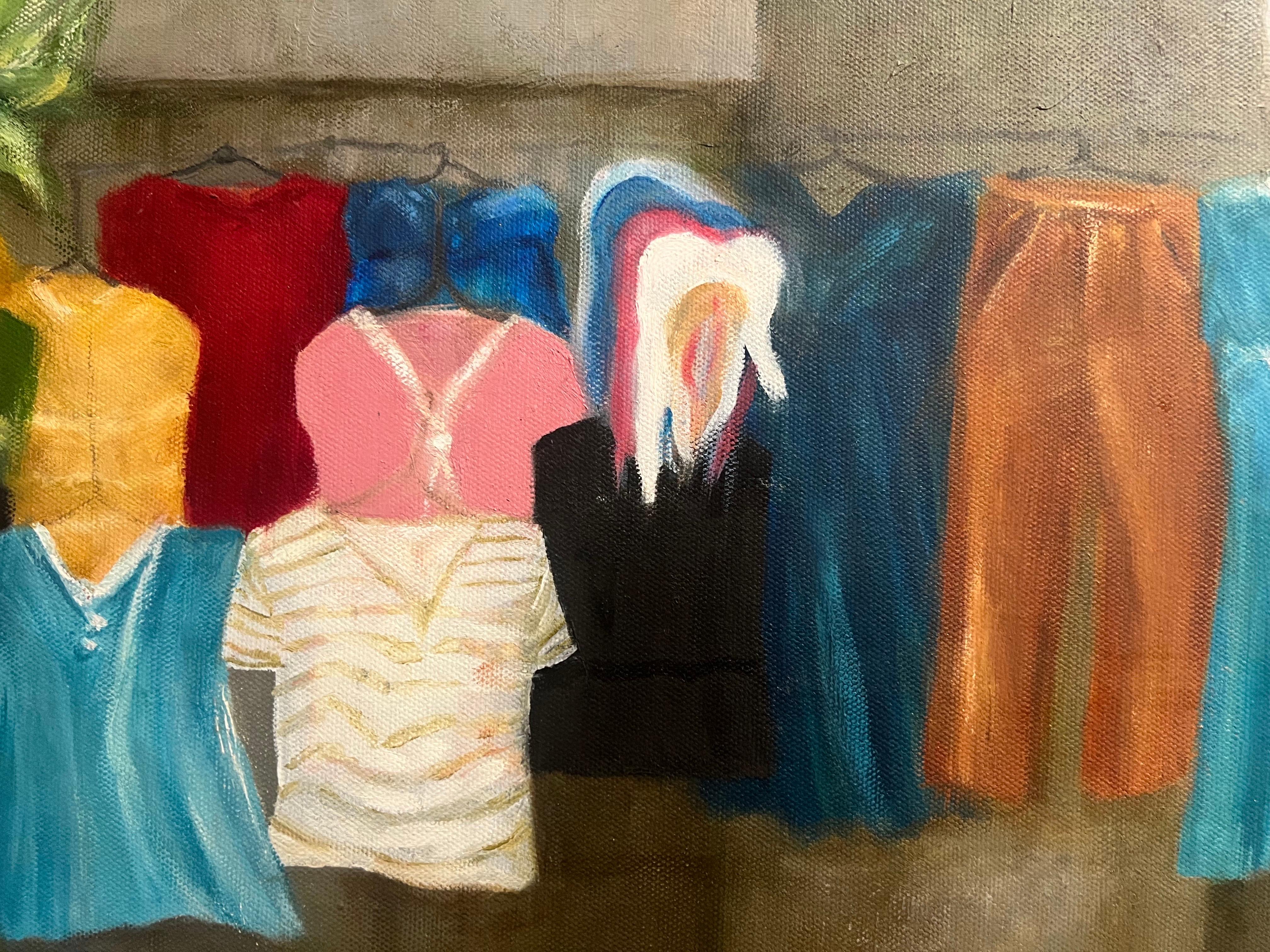 Ohne Titel, Frau, die im Freien geht, Wäsche geht in die Wäsche im Angebot 14