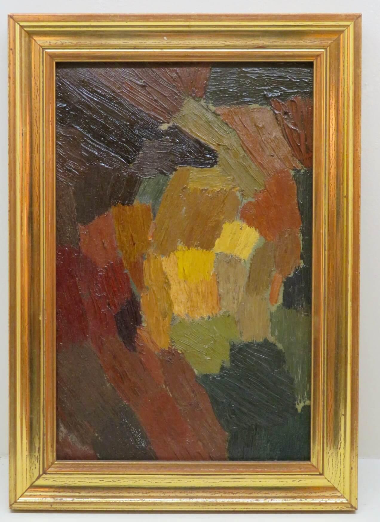 Interessante e insolito oggetto francese del 20° secolo? Dipinti ad olio ABSTRACT - UNA COPPIA - Abstract Painting Marrone di Unknown