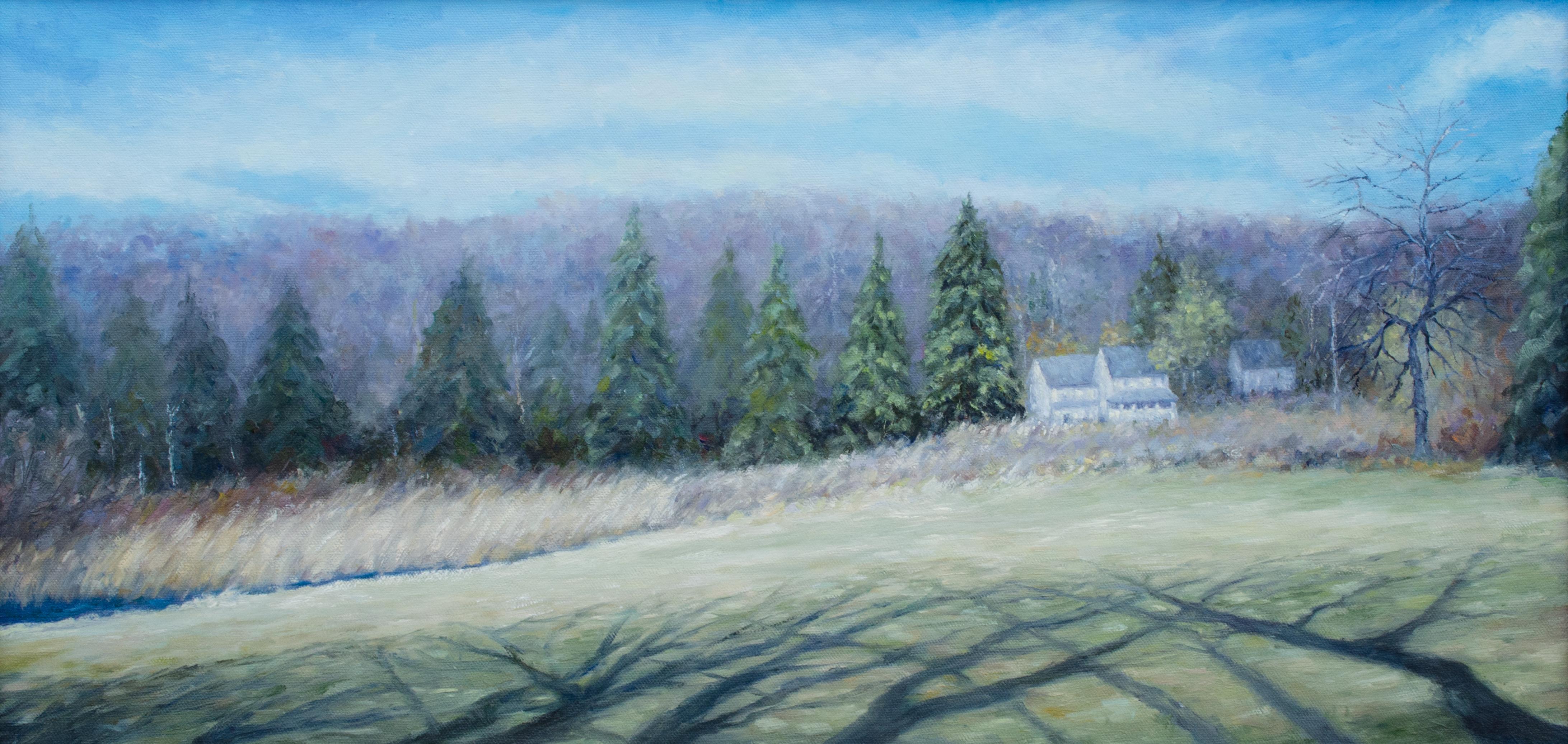 Upstate New York Country Home by Mystery Artist - Painting by Unknown