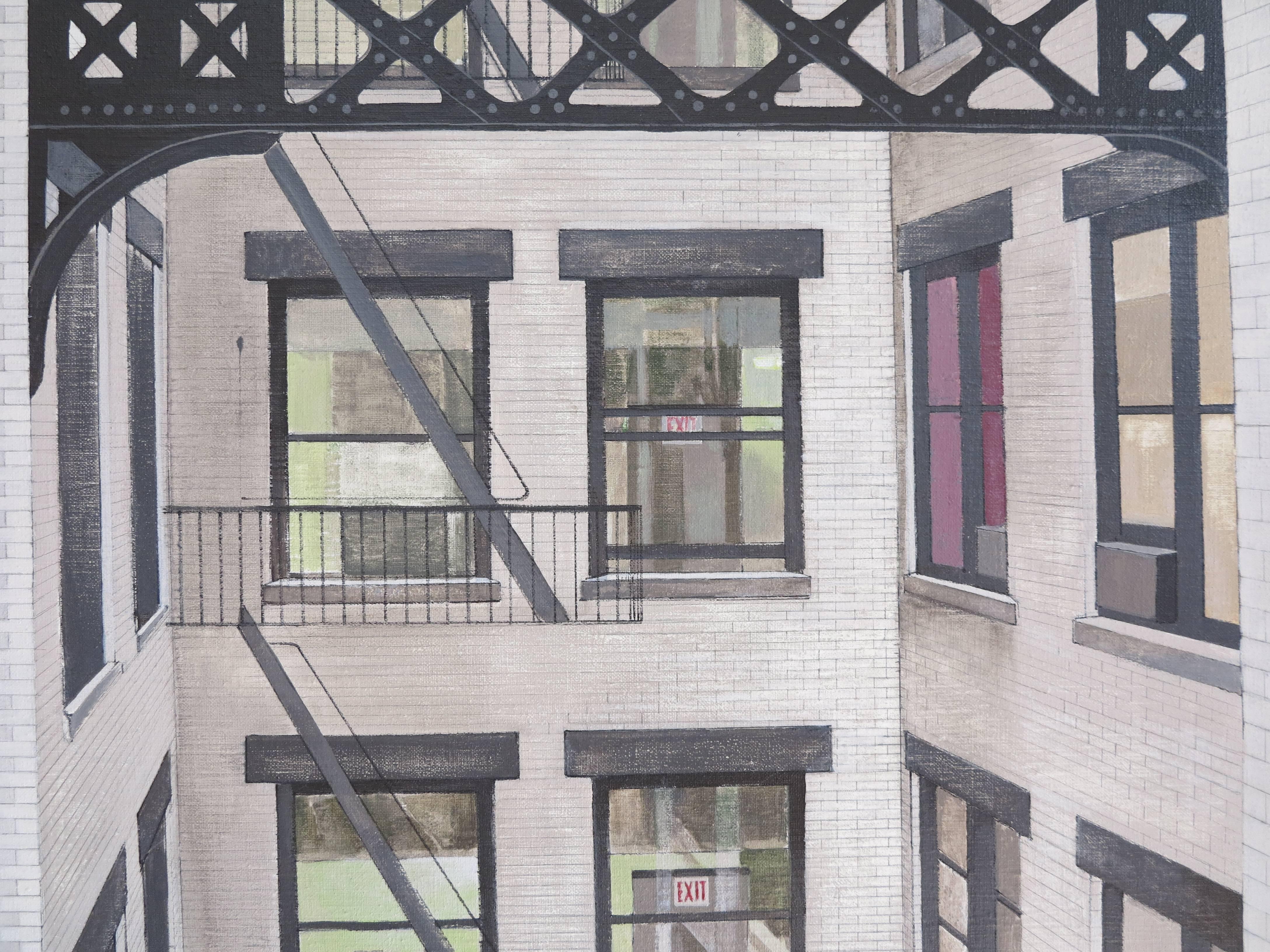 Urban Airshaft (industrial architectural landscape) - Photorealist Painting by Unknown