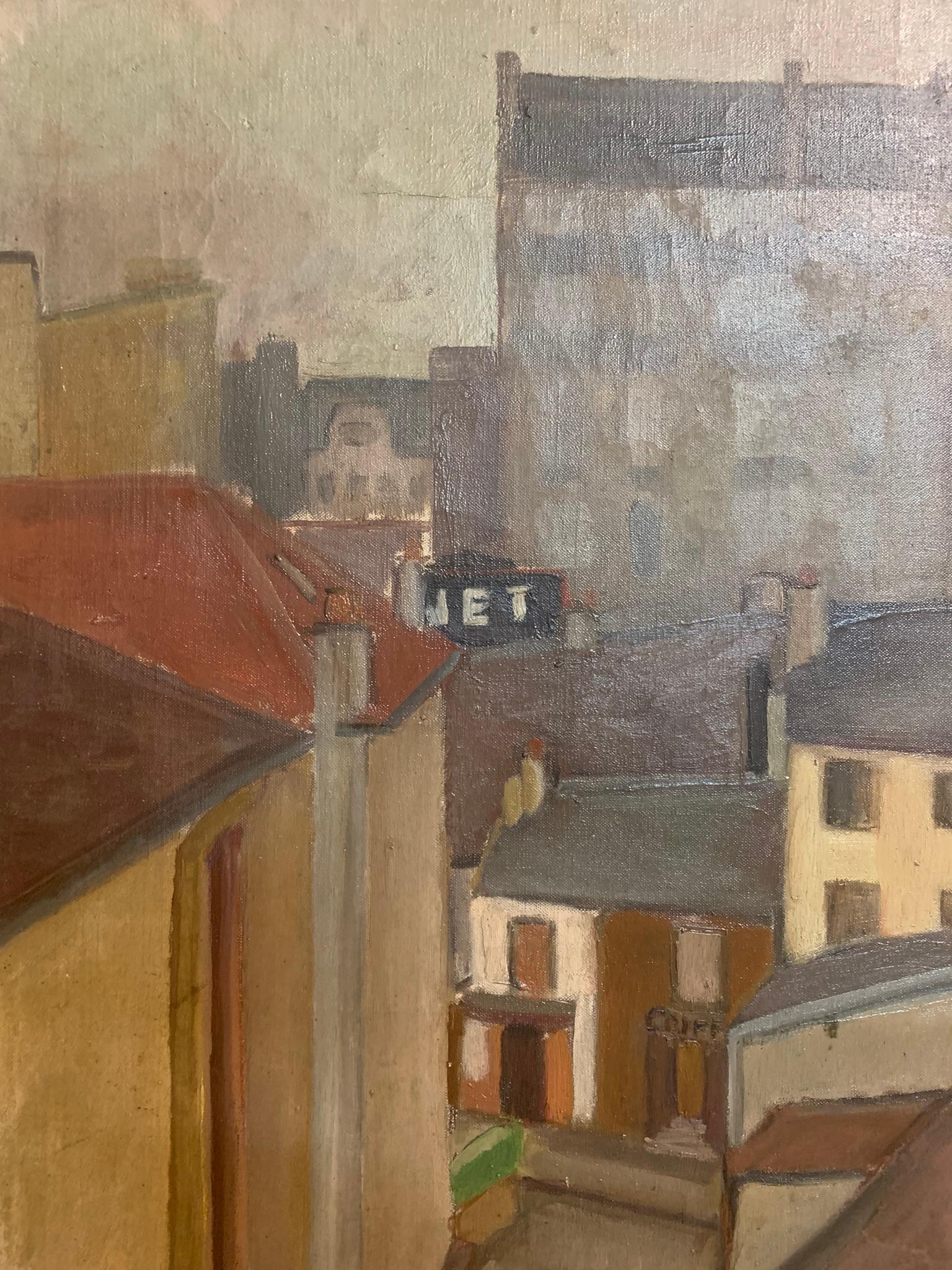 Silencio urbano entre los tejados de París, circa 1920-1930, 100 X 81 Cm en venta 6