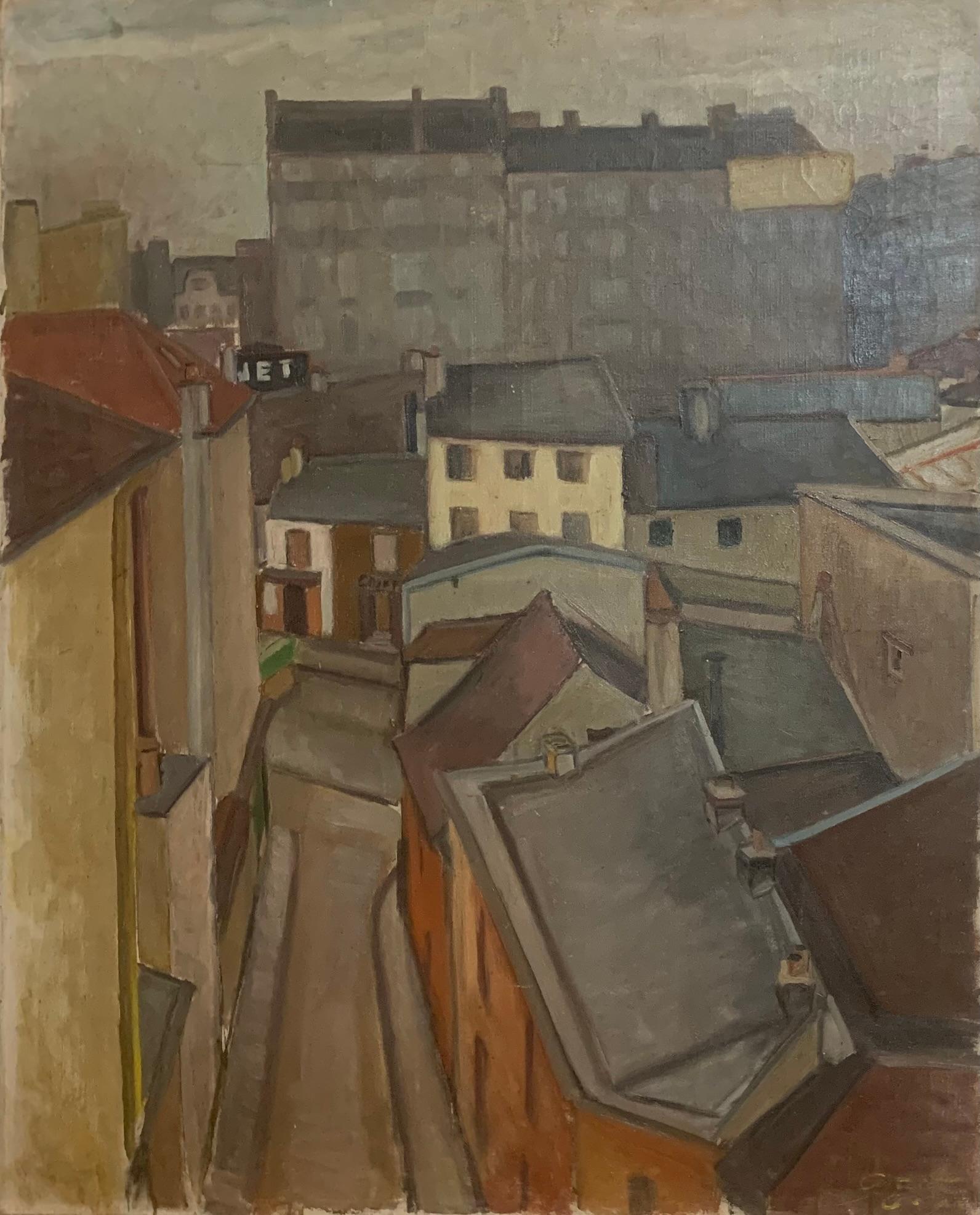 Silencio urbano entre los tejados de París, circa 1920-1930, 100 X 81 Cm en venta 10