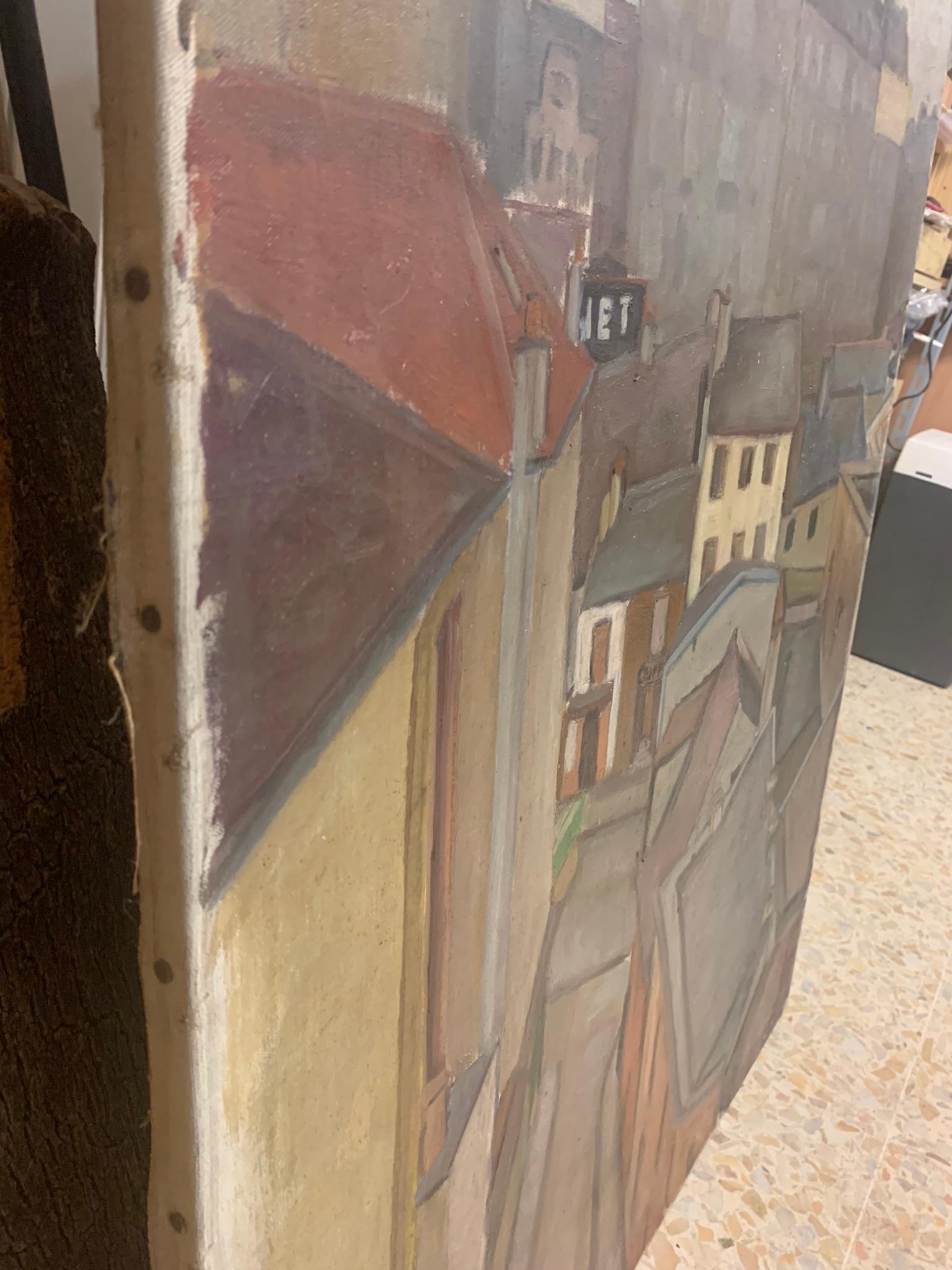 Silencio urbano entre los tejados de París, circa 1920-1930, 100 X 81 Cm en venta 2