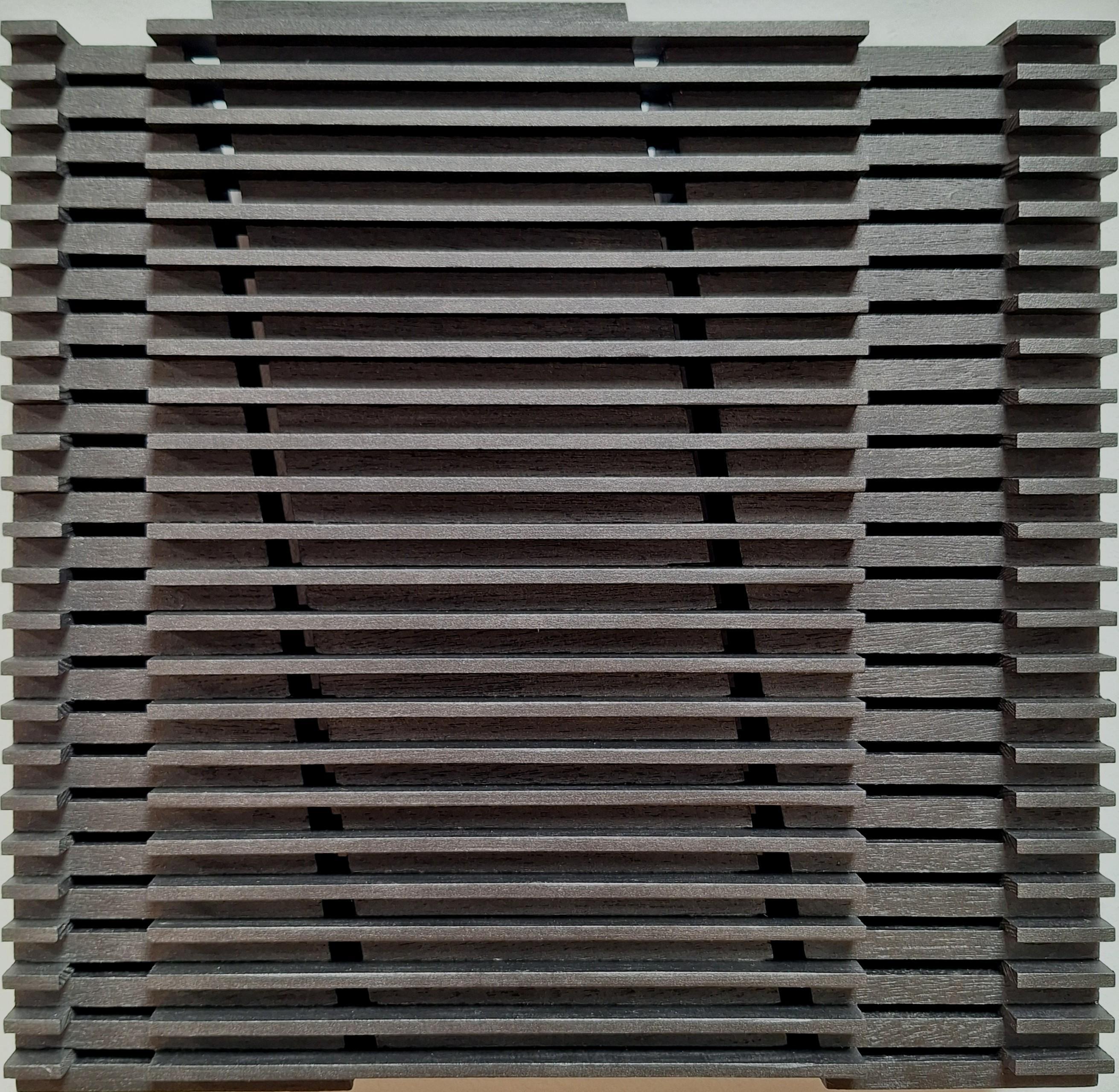 Unknown Abstract Painting - Urbanisme lineaire II modern grey black architectural painting relief