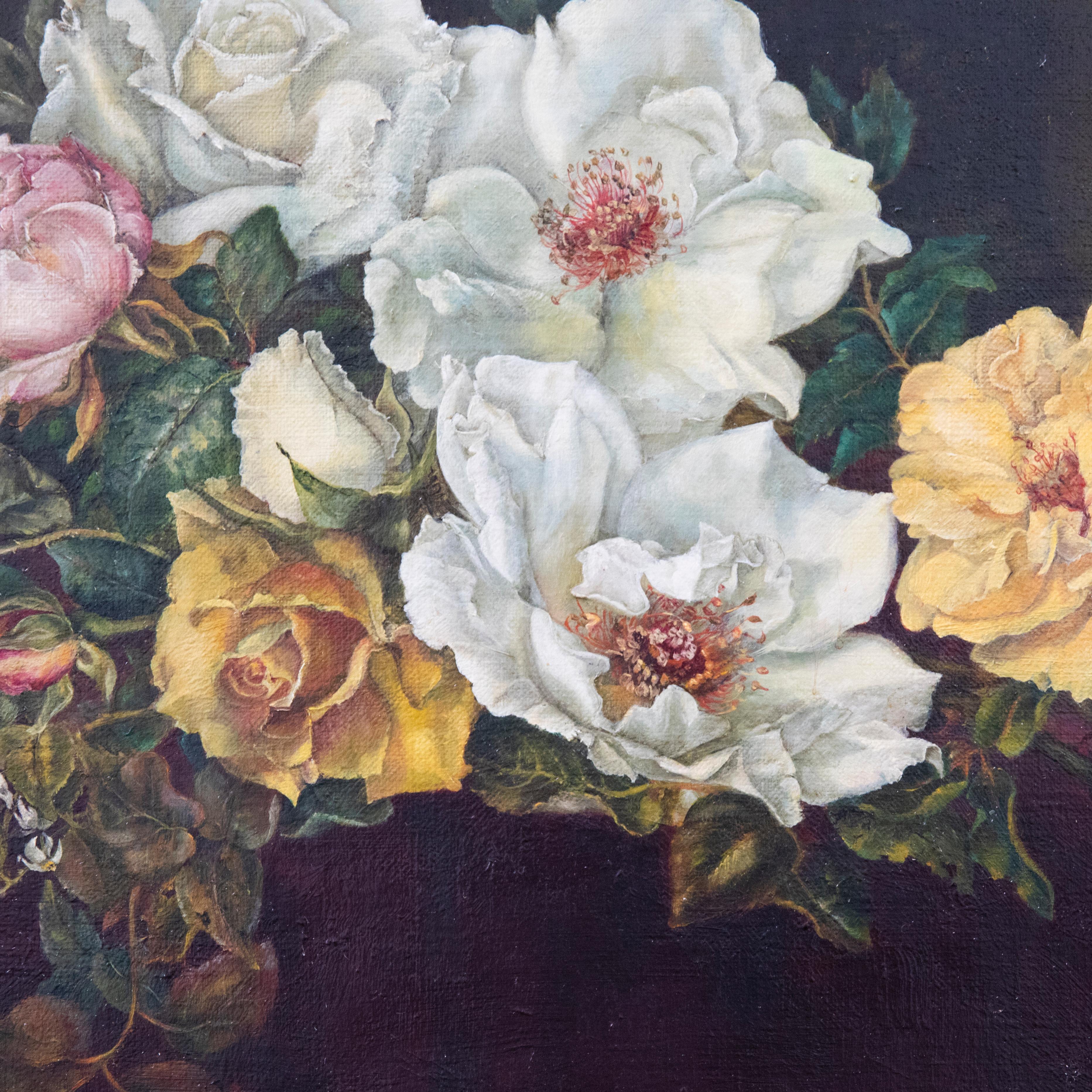 Ursula Dunlop - Olio del XX secolo incorniciato, Natura morta di rose profumate 1
