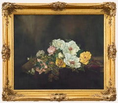 Ursula Dunlop - Huile encadrée du 20e siècle, Nature morte aux roses parfumées