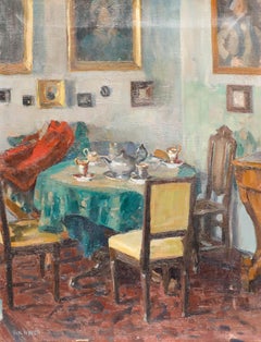 Uta von Weech (1866-1944) - Early 20th Century Oil, In the Dining Room